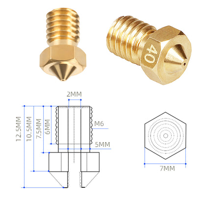 2PCS/Lot V6 Volcano Nozzle M6 Thread V6 Brass Stainless Steel Nozzle 1.75mm Filament 3D Printer Part